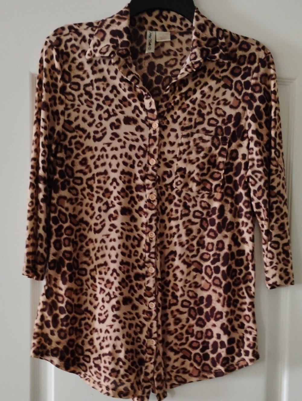 Bella D. Leopard Print Blouse in Brown and Black